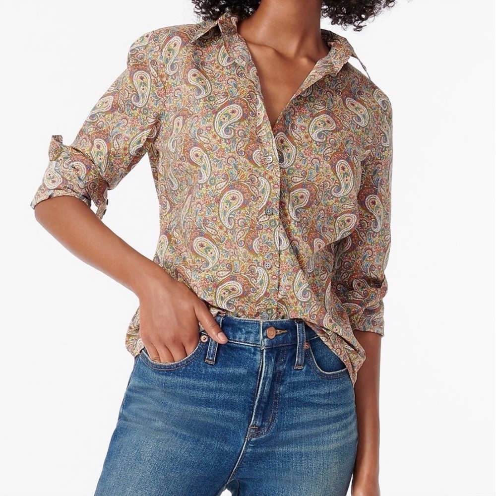 J.Crew x Liberty Slim Perfect Shirt in Lee Manor Paisely Size 4 Longsleeve